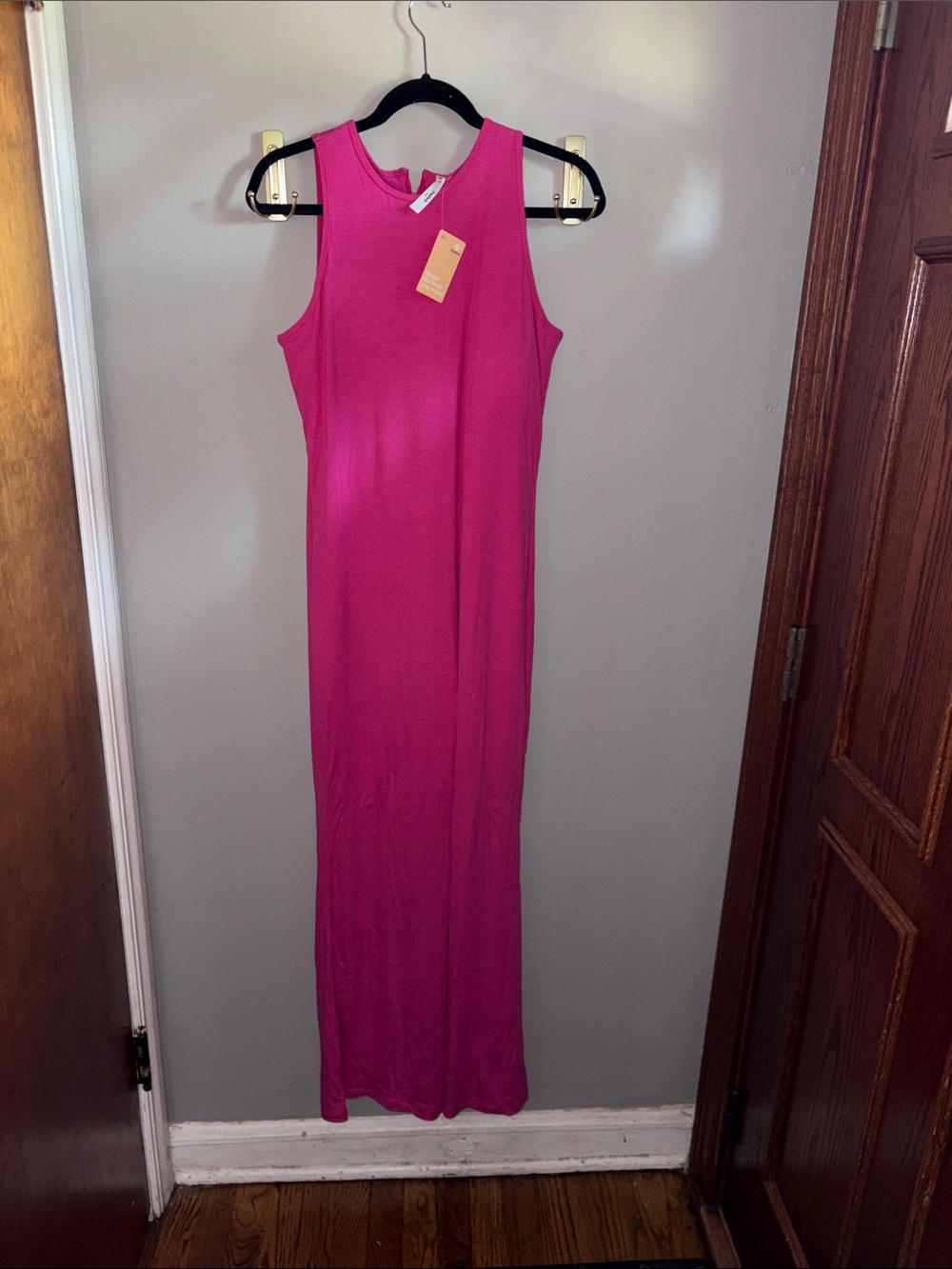 Popilush Built-In Shapewear Sleeveless Fuchsia Maxi Dress.